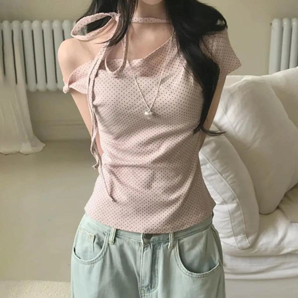 Polka Dot Shoulder Top