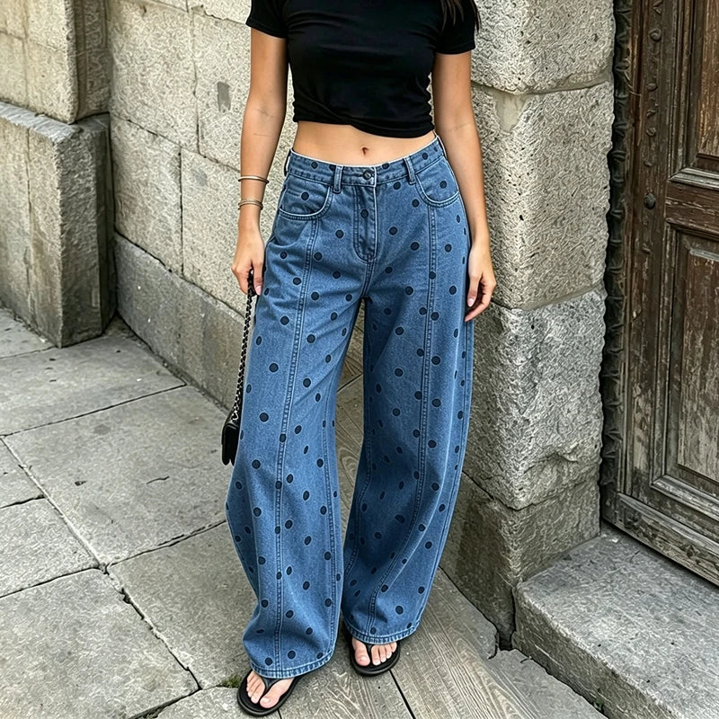 Vintage Polka Dot Denim
