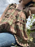 Green Plaid Drapy Tank